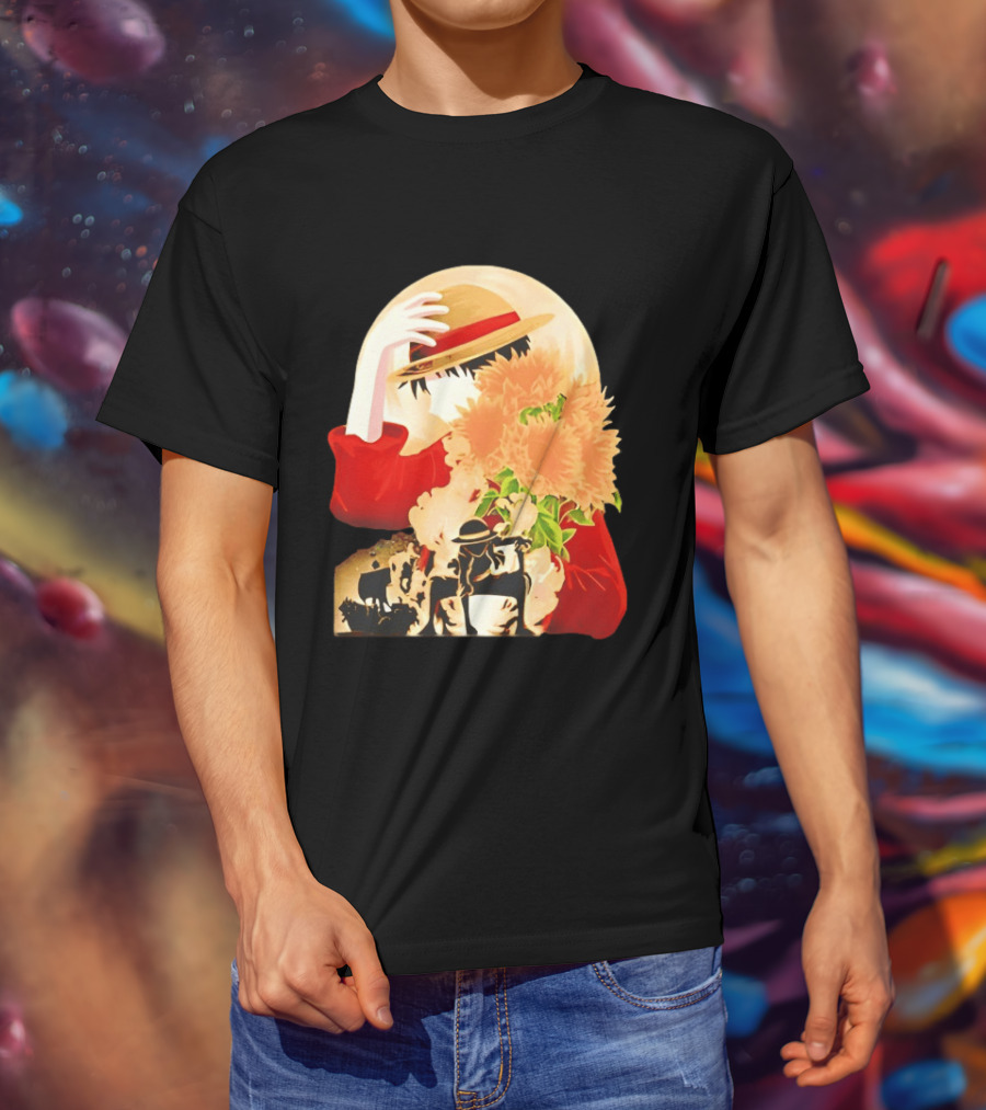 Monkey D. Luffy Red Outfit Straw Hat Sunflower Pirate Adventure T-Shirt