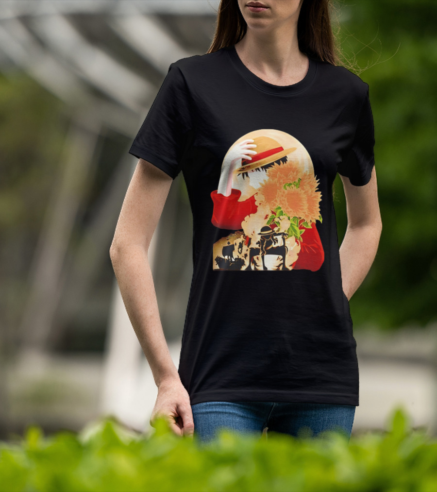 Monkey D. Luffy Red Outfit Straw Hat Sunflower Pirate Adventure T-Shirt