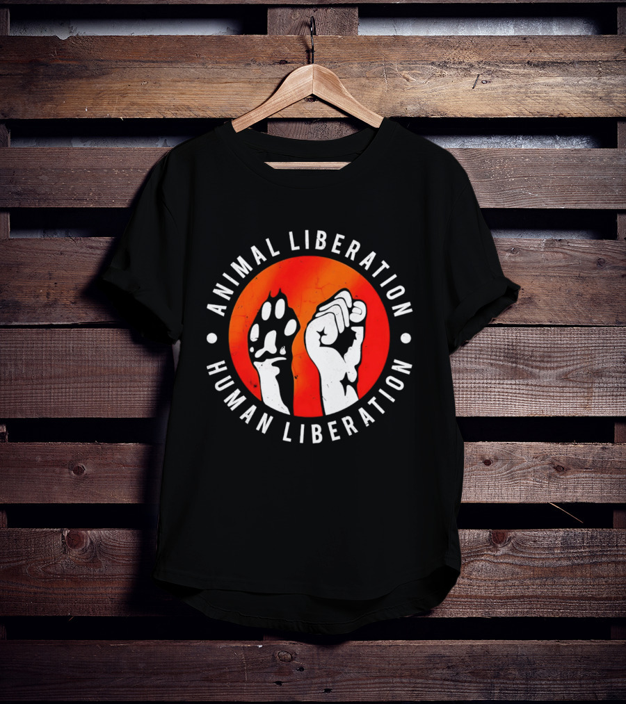 Animal Liberation Human Liberation Paw And Hand Raise T-Shirt