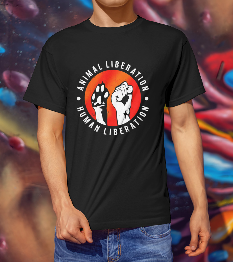 Animal Liberation Human Liberation Paw And Hand Raise T-Shirt