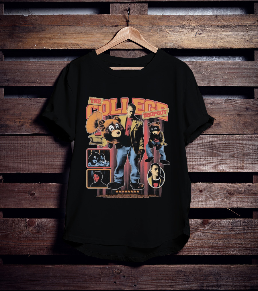 The College Dropout Kanye Bear Trompe L'oeil Retro Style Album T-Shirt