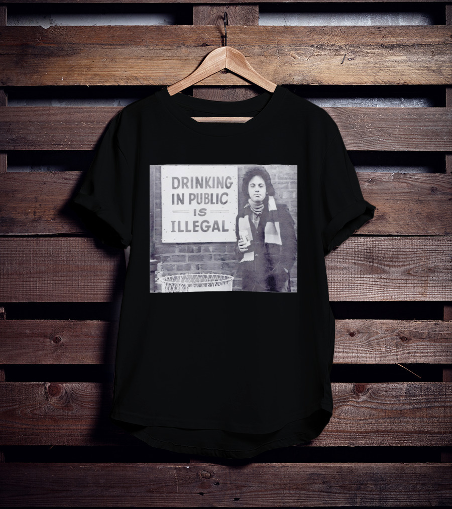 Rare Billy Joel Drinking In Public Is Illegal Vintage Photo T-Shirt