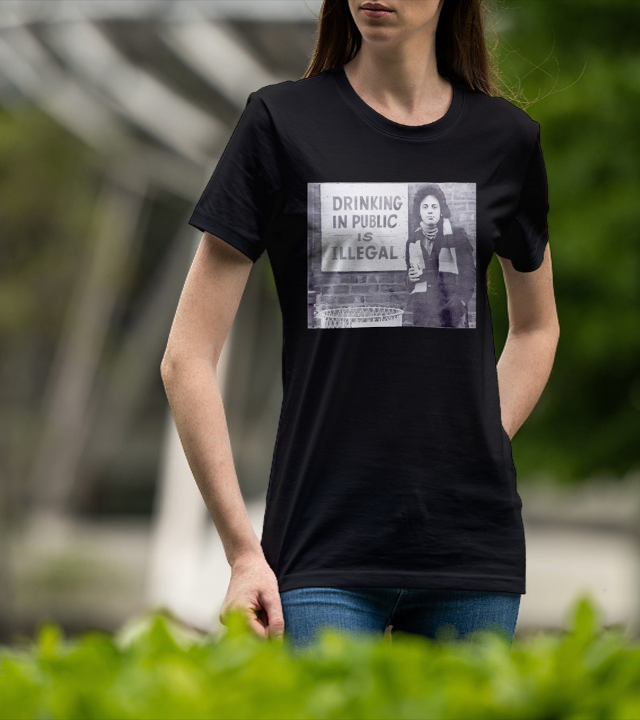 Rare Billy Joel Drinking In Public Is Illegal Vintage Photo T-Shirt