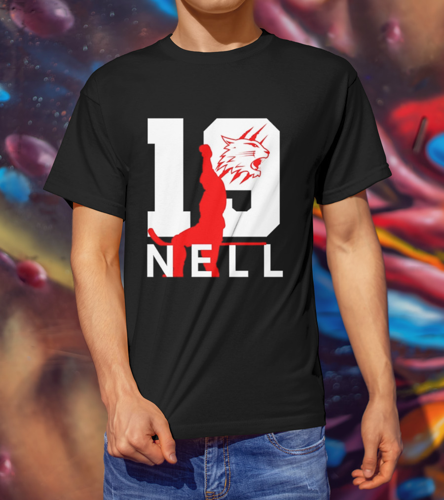 NELL 19 Wildcat Silhouette With Red Figure T-Shirt