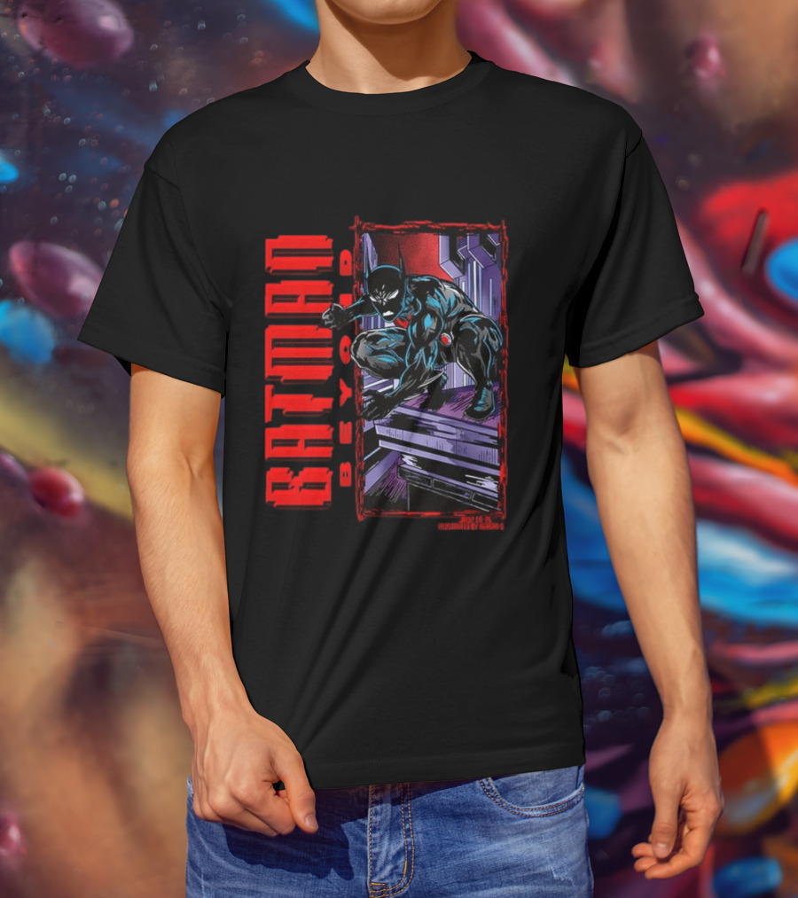 Batman Beyond Combat Readiness Stance Dynamic Gotham City Scene T-Shirt