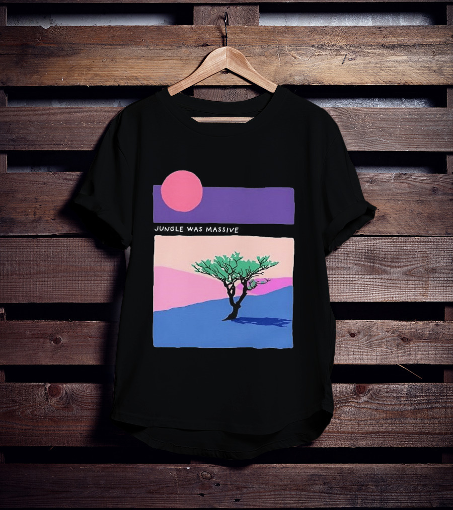 Jungle Was Massive Tree Vintage Sunset Aesthetic Nature Scene T-Shirt