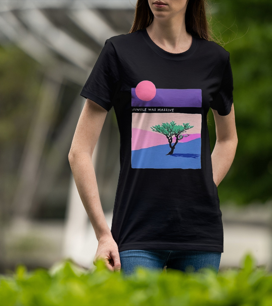 Jungle Was Massive Tree Vintage Sunset Aesthetic Nature Scene T-Shirt