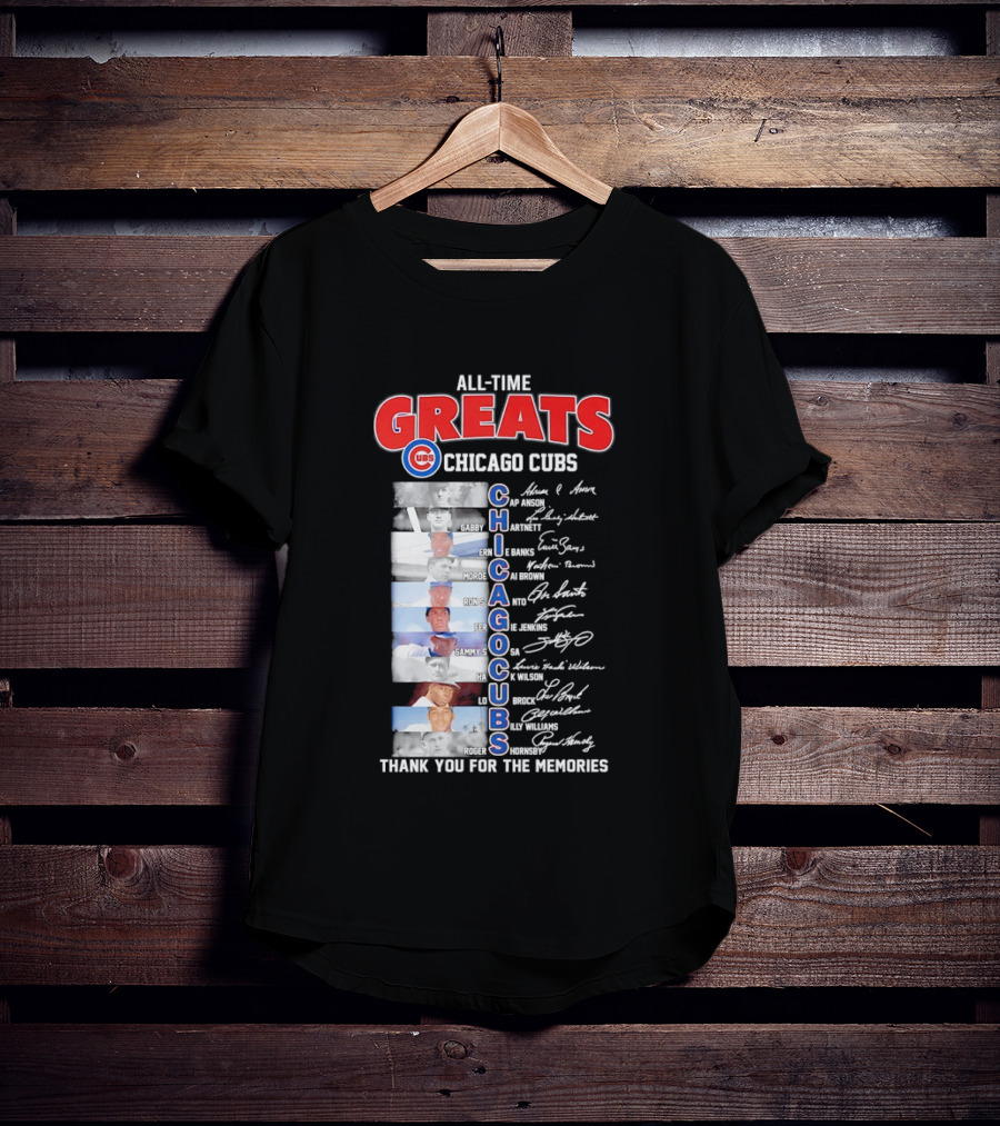 Chicago Cubs All Time Greats Legends And Signatures Thank You For The Memories T-Shirt