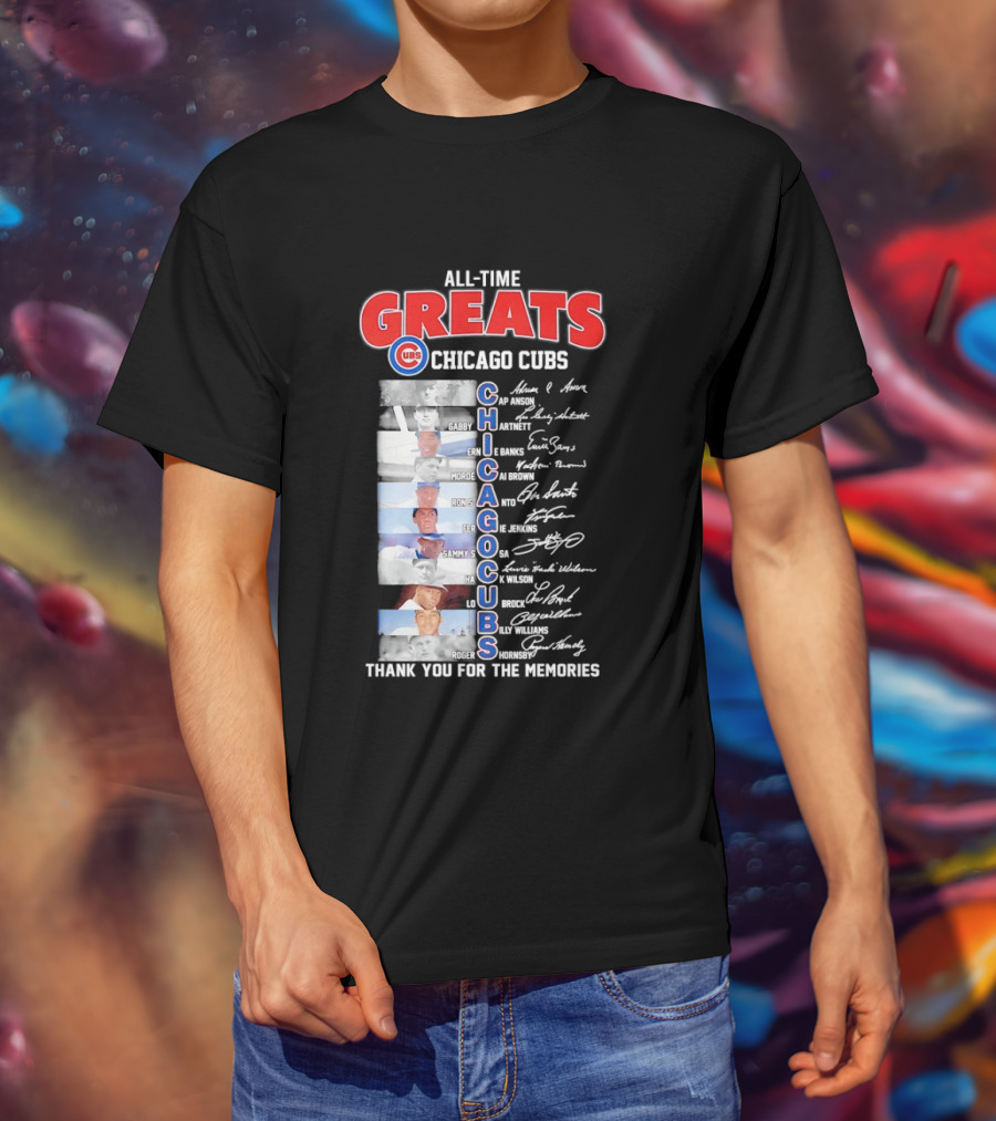 Chicago Cubs All Time Greats Legends And Signatures Thank You For The Memories T-Shirt