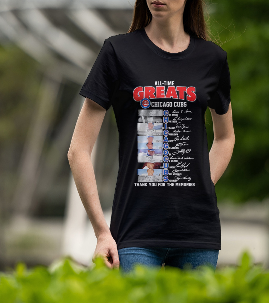 Chicago Cubs All Time Greats Legends And Signatures Thank You For The Memories T-Shirt