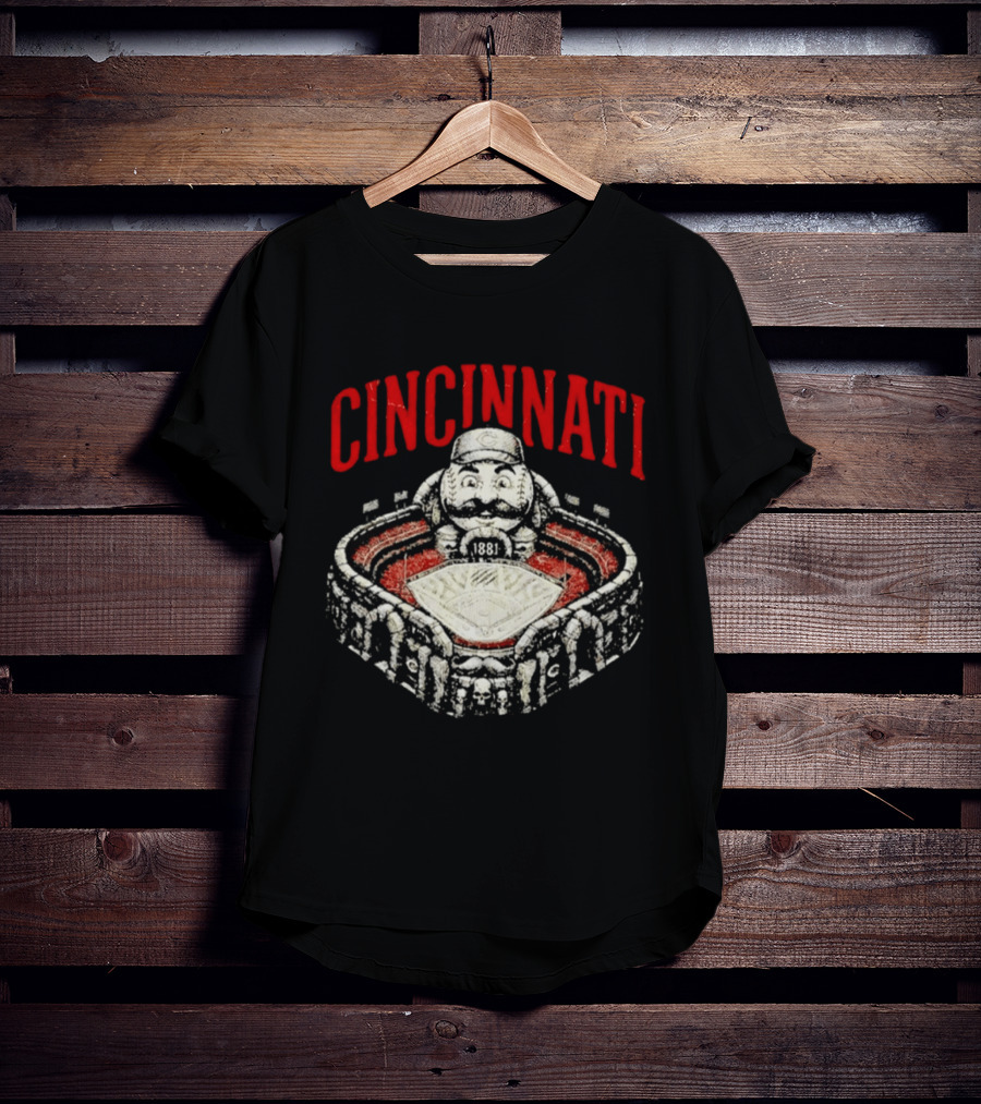 Cincinnati Reds Stadium 1881 Mascot Mashup T-Shirt