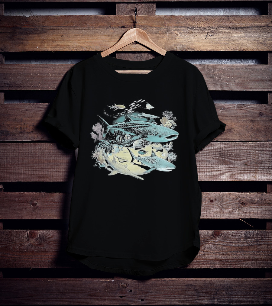 90s Sea Creatures Whale Shark Dolphin Vintage Style Aquatic Life T-Shirt