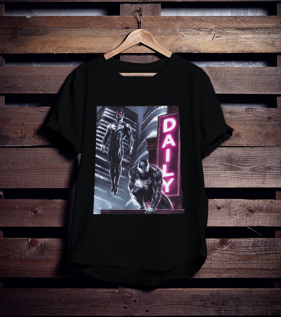 Superman Spider Man Back In Black Daily Planet Superhero T-Shirt