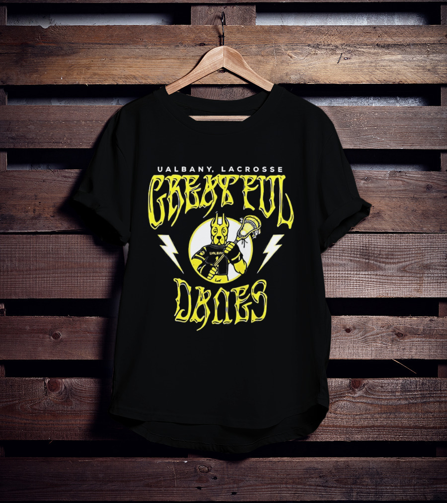 Ualbany Lacrosse Grateful Danes Lightning Bolt Lacrosse Player T-Shirt