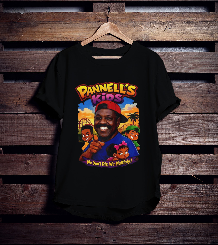 Pannell's Kids We Don't Die We Multiply Theme With Cartoon Characters And Amusement Park T-Shirt