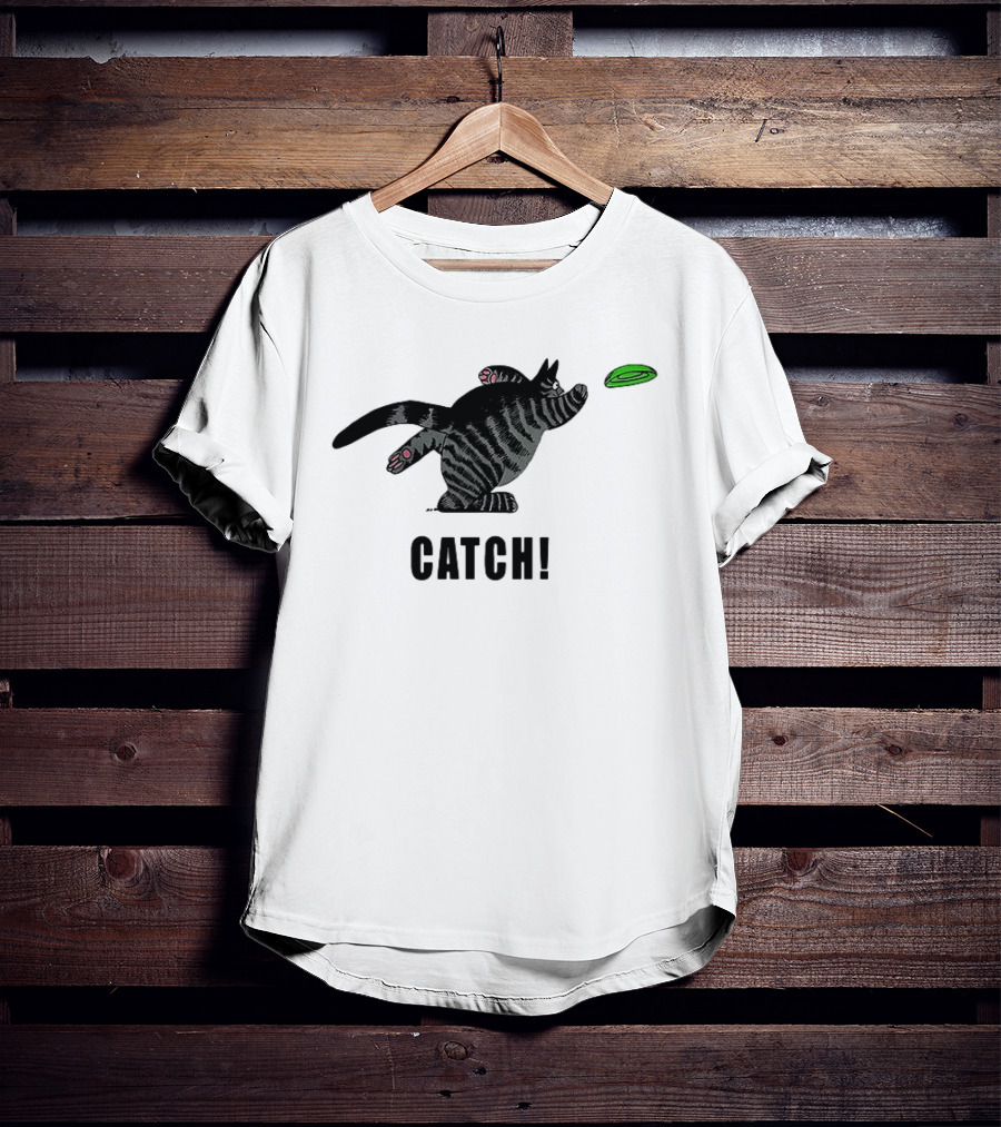 B Kliban Cat Catch Frisbee Playful Humor T-Shirt
