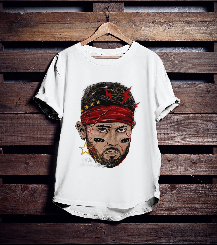 Baker Mayfield Red Bandana Star Lightning Face Paint T-Shirt