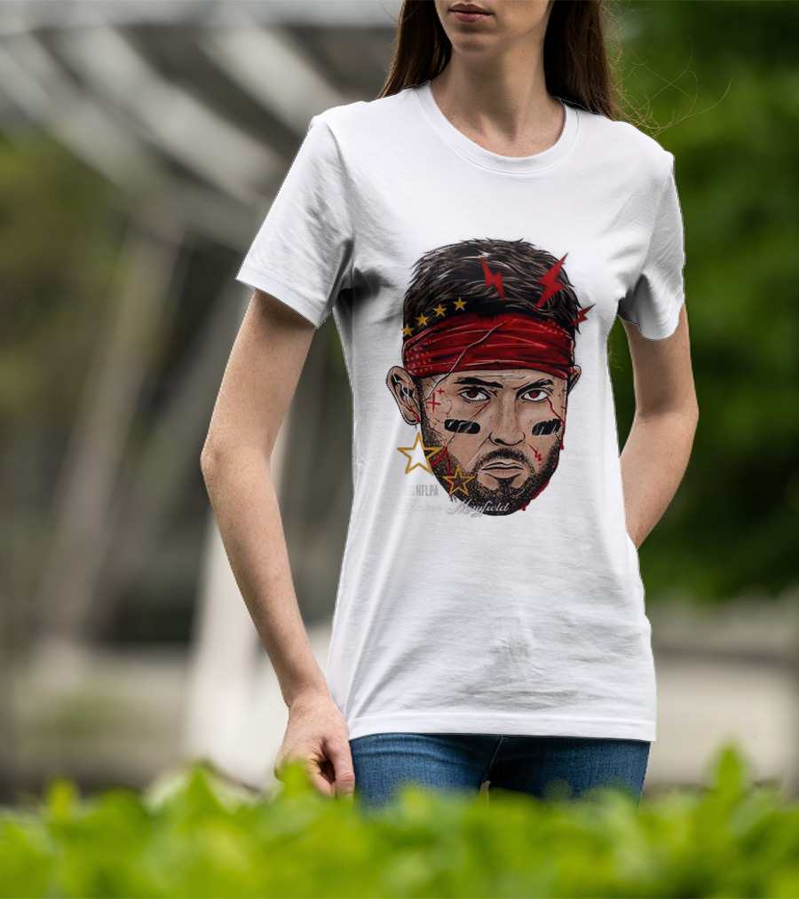 Baker Mayfield Red Bandana Star Lightning Face Paint T-Shirt
