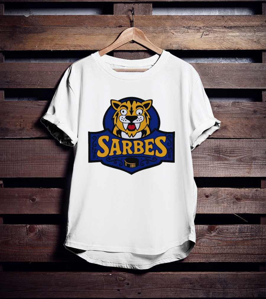 Buffalo Sarbes Hockey Tiger Mascot With Puck T-Shirt