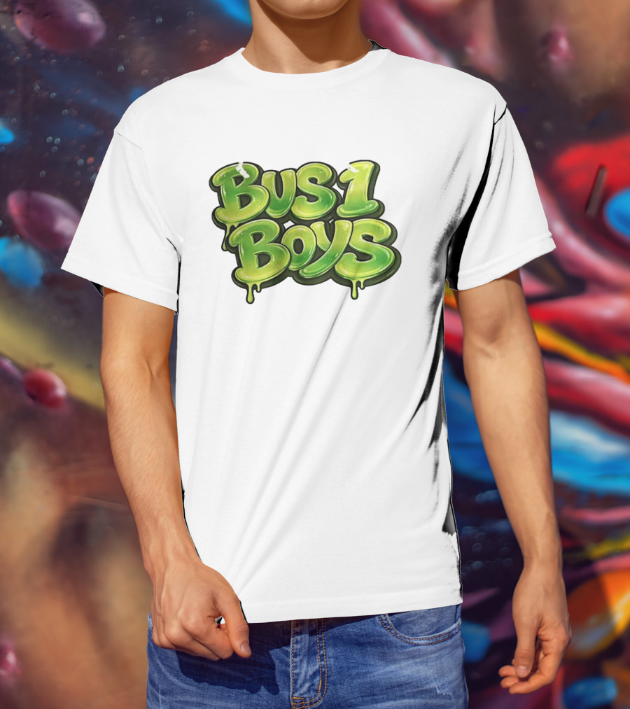Bus 1 Boys Dripping Green Graffiti T-Shirt