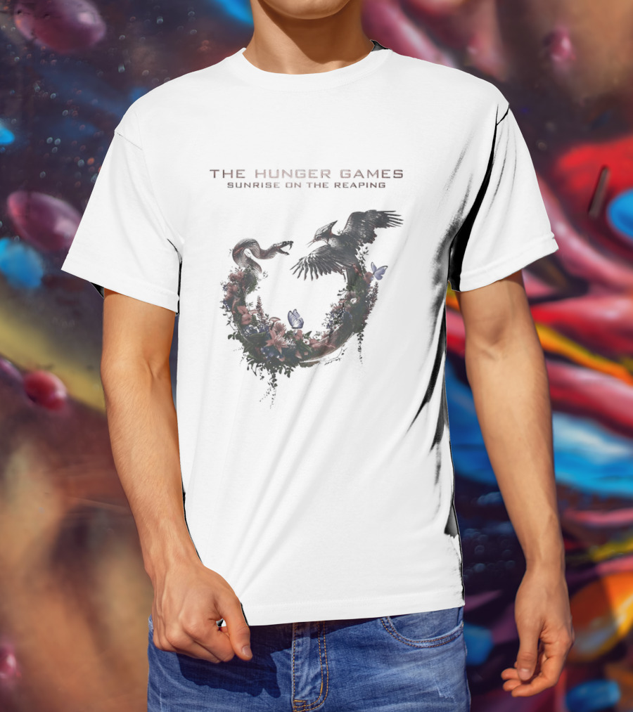The Hunger Games Sunrise On The Reaping Snake And Bird Wreath T-Shirt