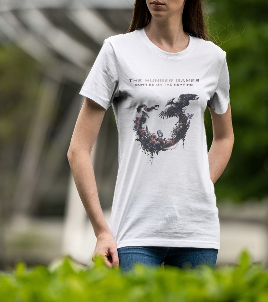 The Hunger Games Sunrise On The Reaping Snake And Bird Wreath T-Shirt