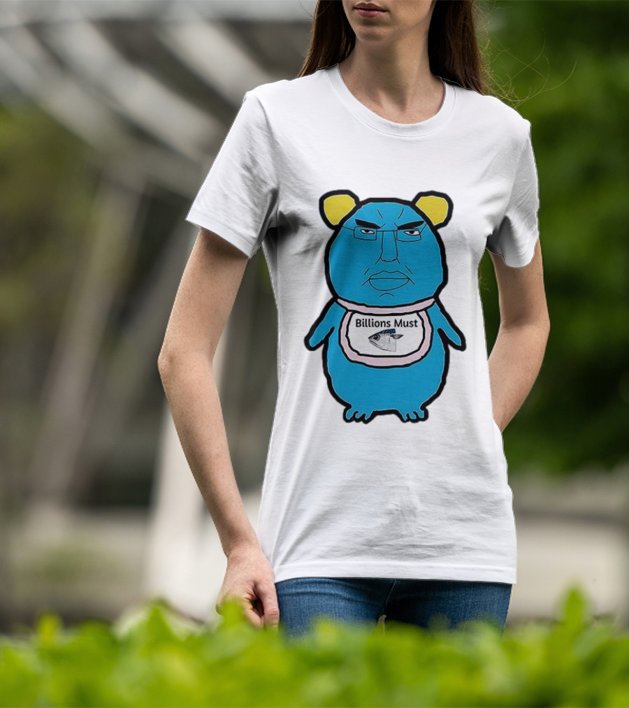 Billions Must Meme Character With Fish Bib T-Shirt