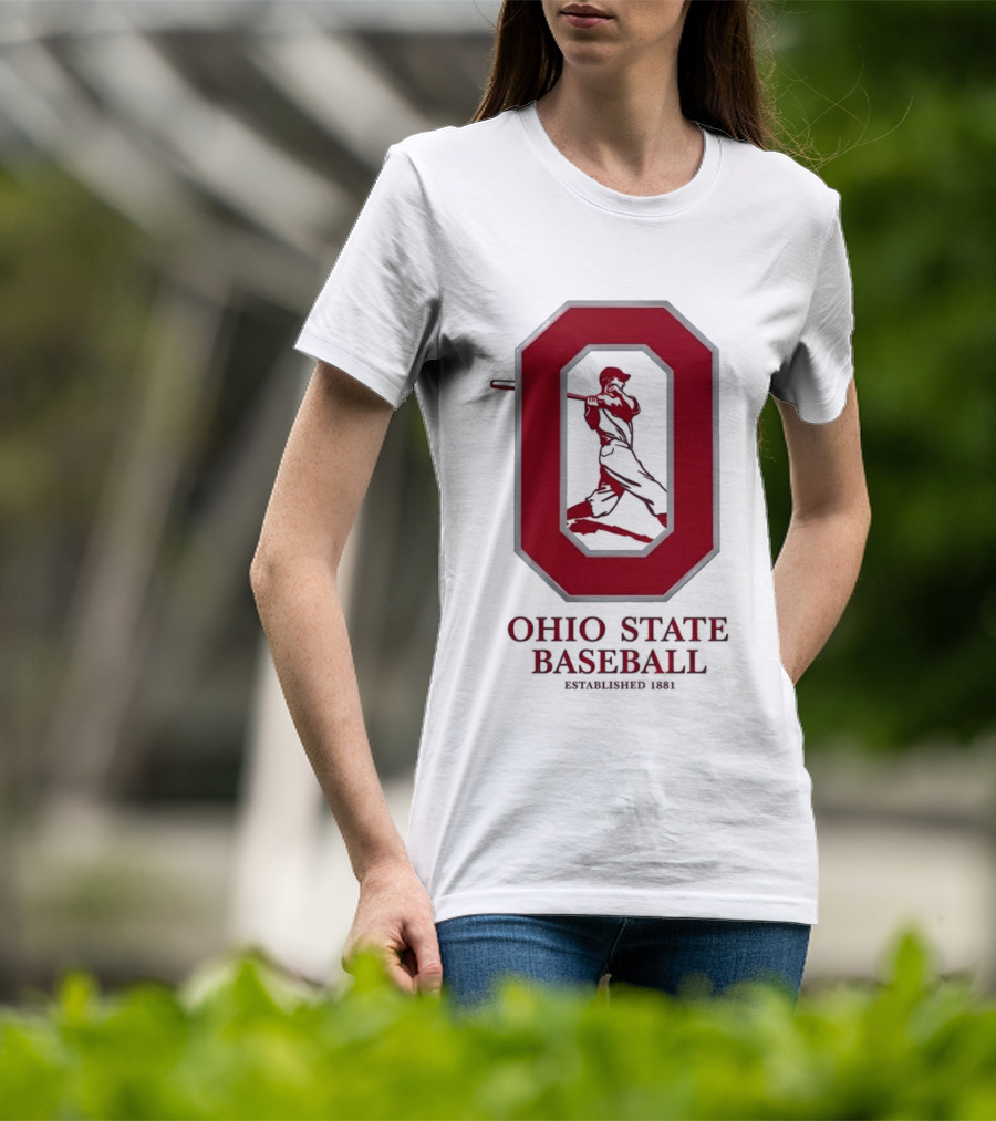 Ohio State Baseball Established 1881 Buckeyes Iconic "O" And Batter T-Shirt