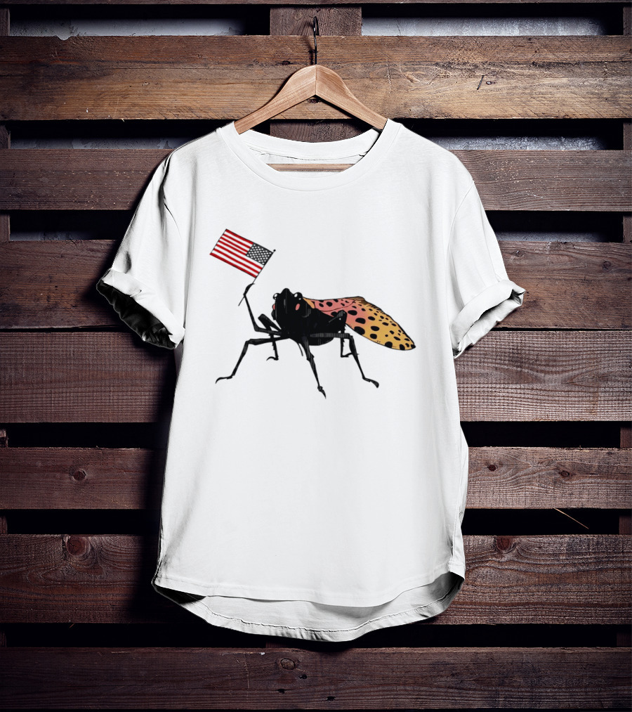 Spotted Lanternfly Holding USA Flag T-Shirt