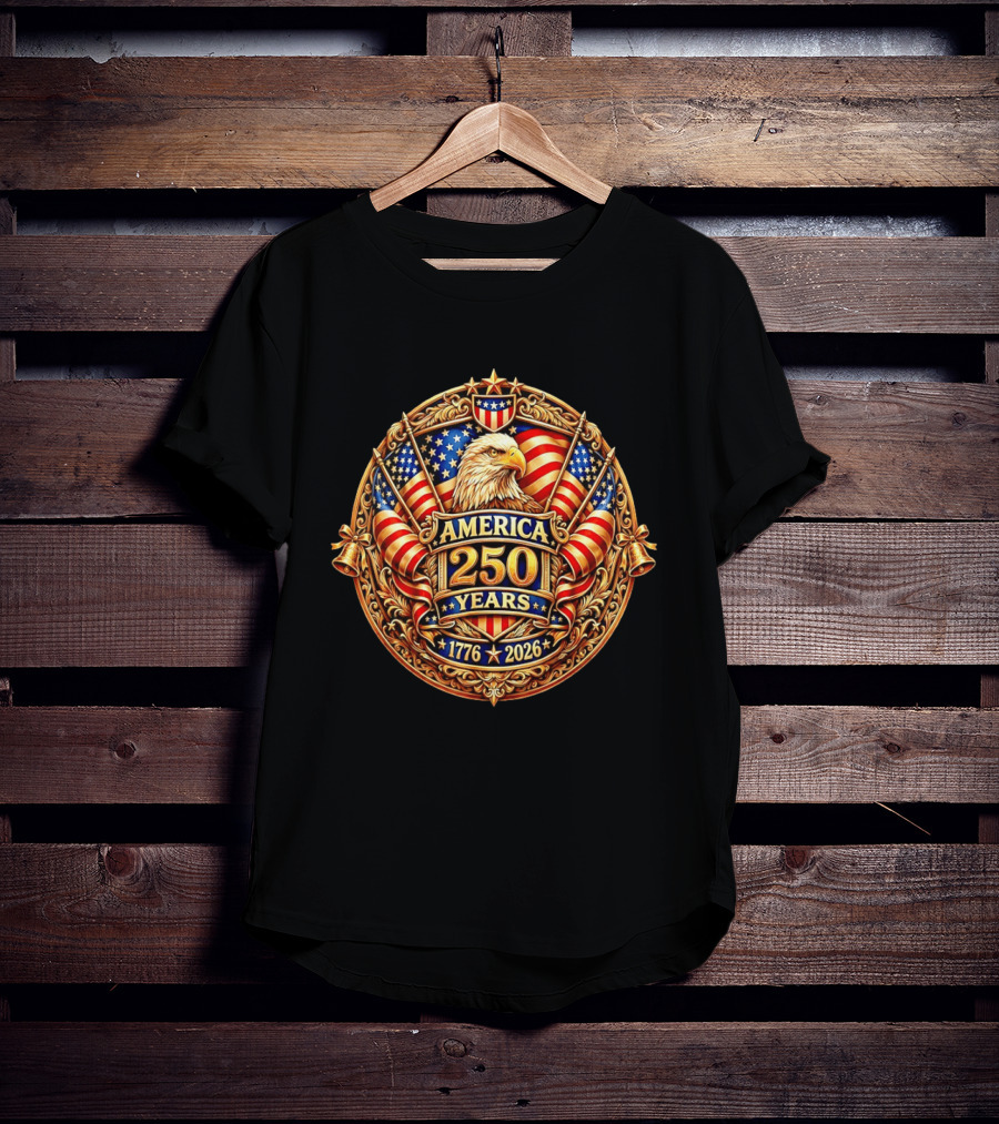 America 250 Years 1776 2026 USA Flag Eagle Anniversary T-Shirt