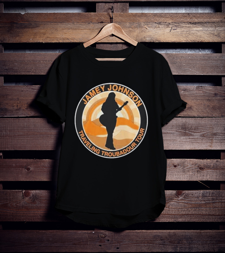 Jamey Johnson Traveling Troubadour Tour Silhouette And Sunset Scene T-Shirt