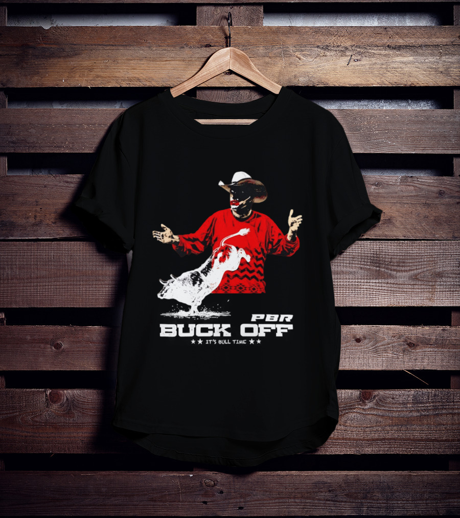 PBR Flint Buck Off It's Bull Time Cowboy Hat Bull Rider Red Sweater T-Shirt