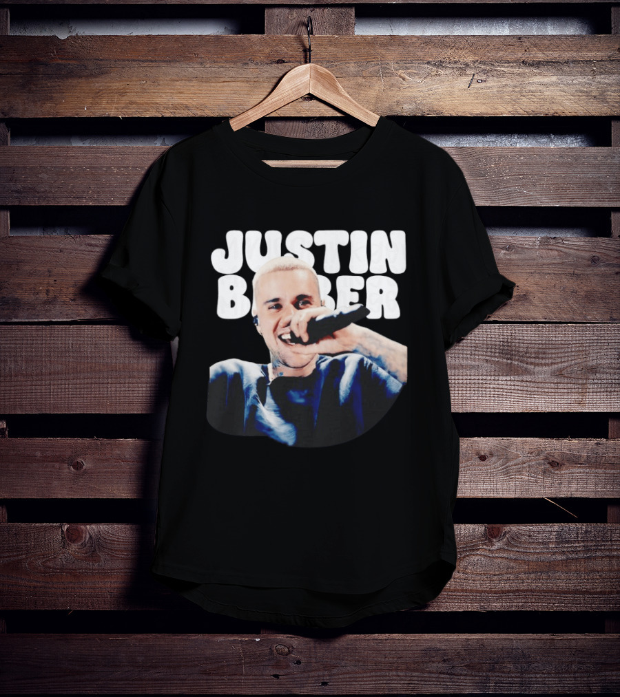 Justin Bieber Singing Microphone Selfie Photo T-Shirt