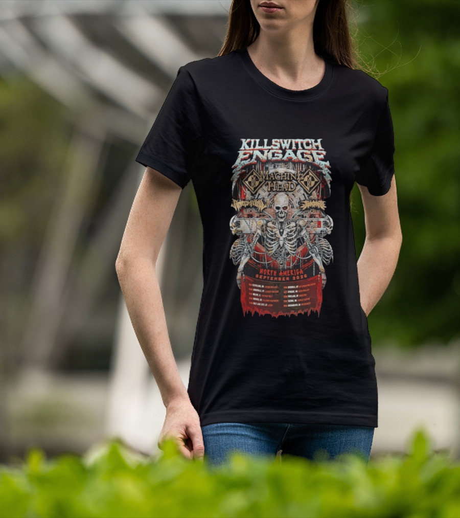 KILLSWITCH ENGAGE Machine Head North America Tour September 2026 Skeleton T-Shirt