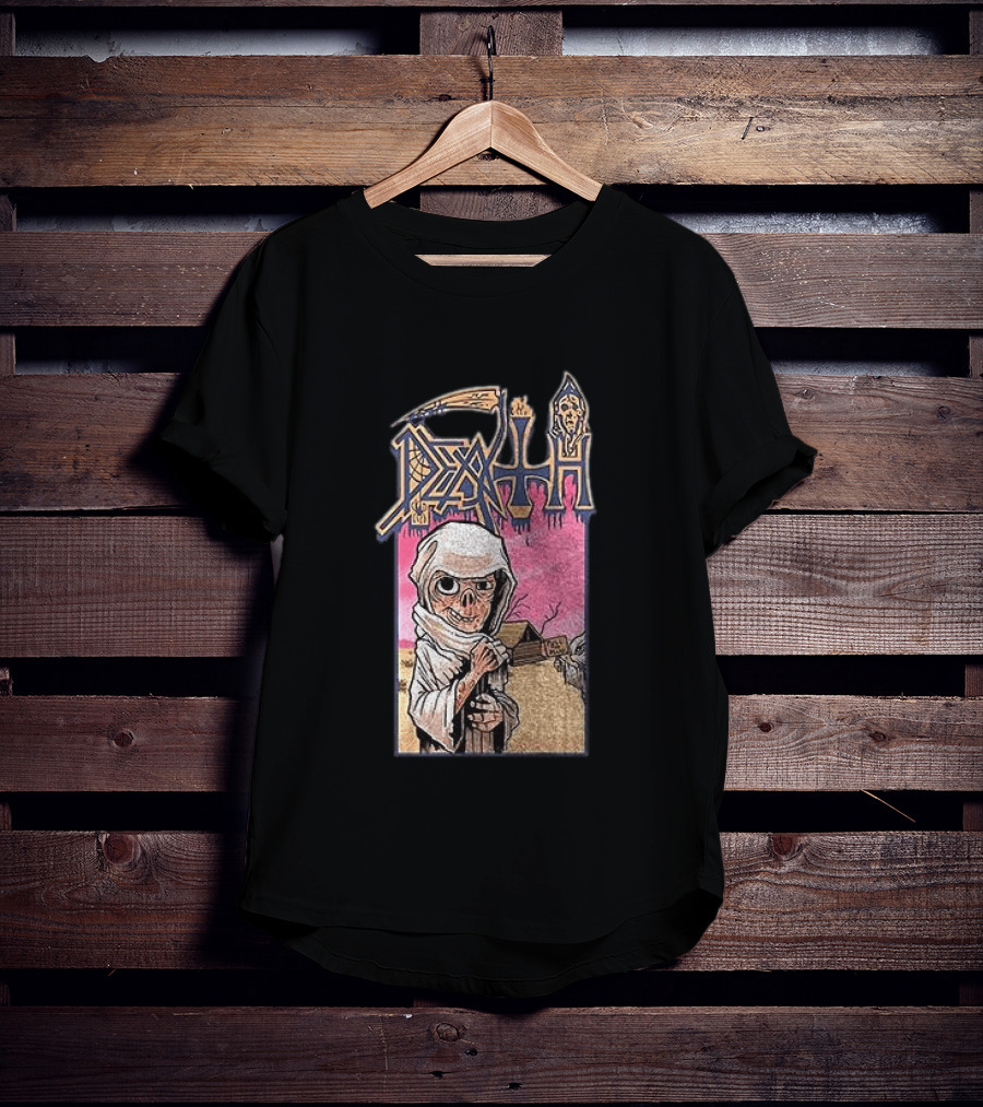 Death Leprosy Album Cover Art Skeleton Monk Desert Scene T-Shirt