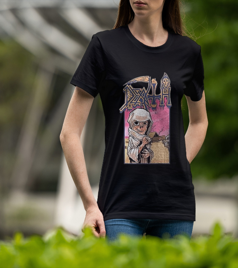 Death Leprosy Album Cover Art Skeleton Monk Desert Scene T-Shirt