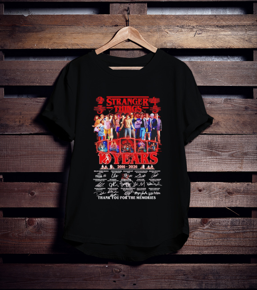 Stranger Things Seasons 2 3 4 5 2016 2026 Anniversary Thank You For The Memories T-Shirt