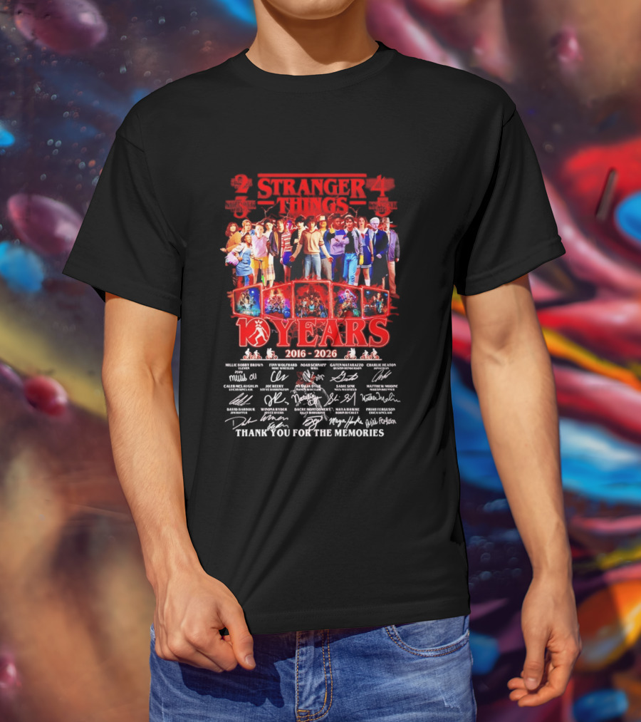 Stranger Things Seasons 2 3 4 5 2016 2026 Anniversary Thank You For The Memories T-Shirt
