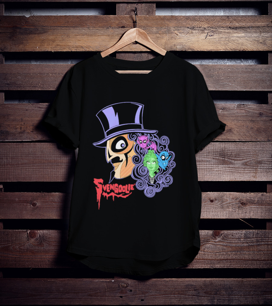 Svengoolie Cartoon Ghoul Faces And Purple Top Hat T-Shirt
