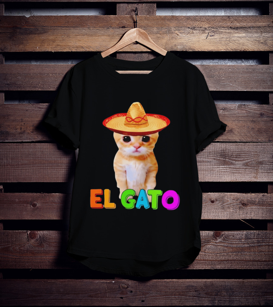 El Gato Cat Sombrero Hat Mexican Fiesta Fun Pet T-Shirt