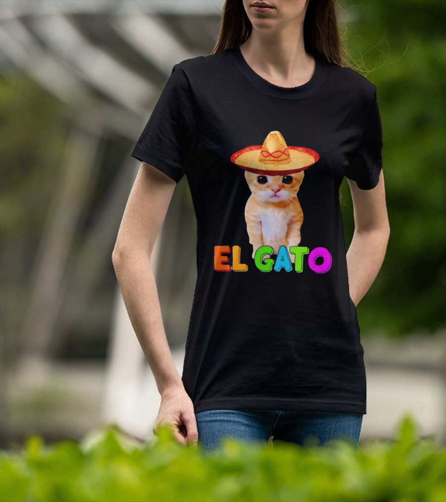 El Gato Cat Sombrero Hat Mexican Fiesta Fun Pet T-Shirt