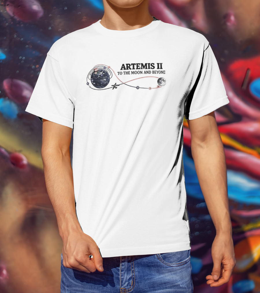 Artemis II 2026 To The Moon And Beyond Spacecraft Flight Path T-Shirt