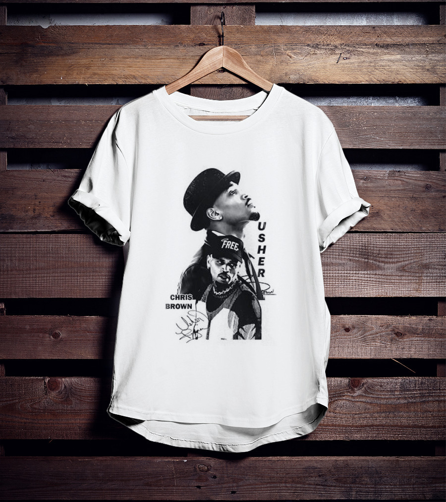 C Brown Usher R&B Tour Cartoon Characters And Signatures T-Shirt