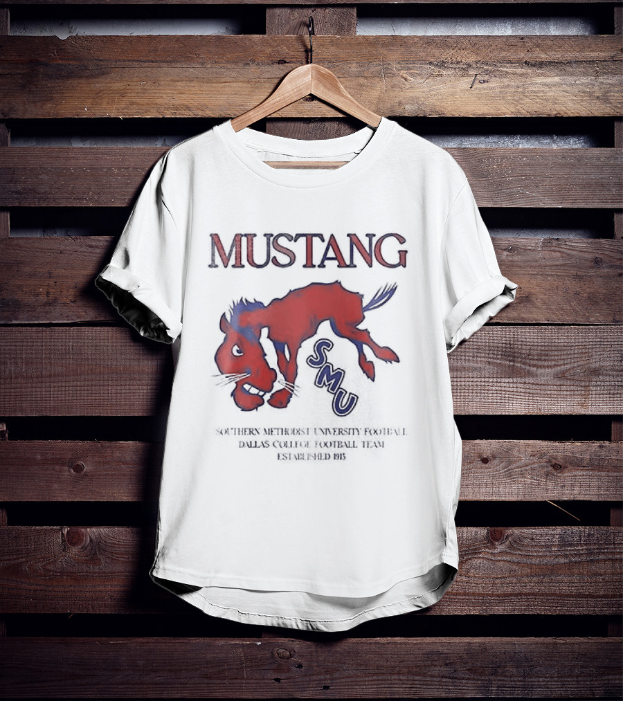 SMU Mustangs Southern Methodist University Red Blue Mustang T-Shirt