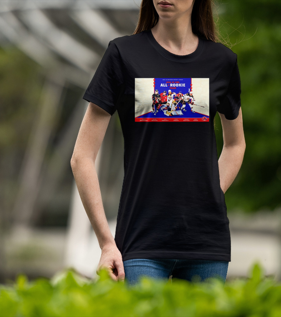 2024 25 OHL All Rookie Team Ontario Hockey League Nikita Artamonov Elijah Mishkin Jack Ivankovic Zayne Parekh Porter Martone James Hardie T-Shirt