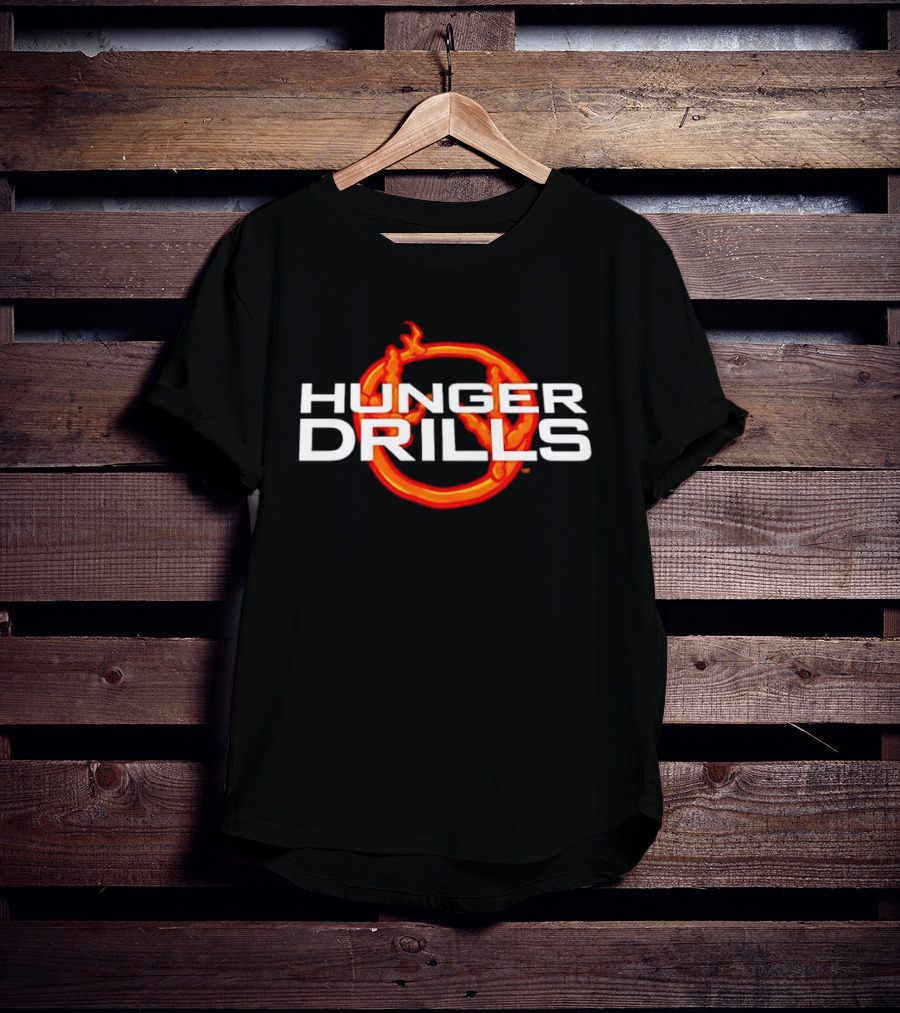 Hunger Drills Exercise Program Flaming Circle T-Shirt
