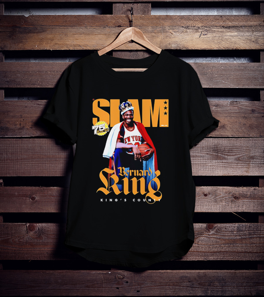 Bernard King New York Knicks Slam June 1995 King's County 75 Before 94 T-Shirt