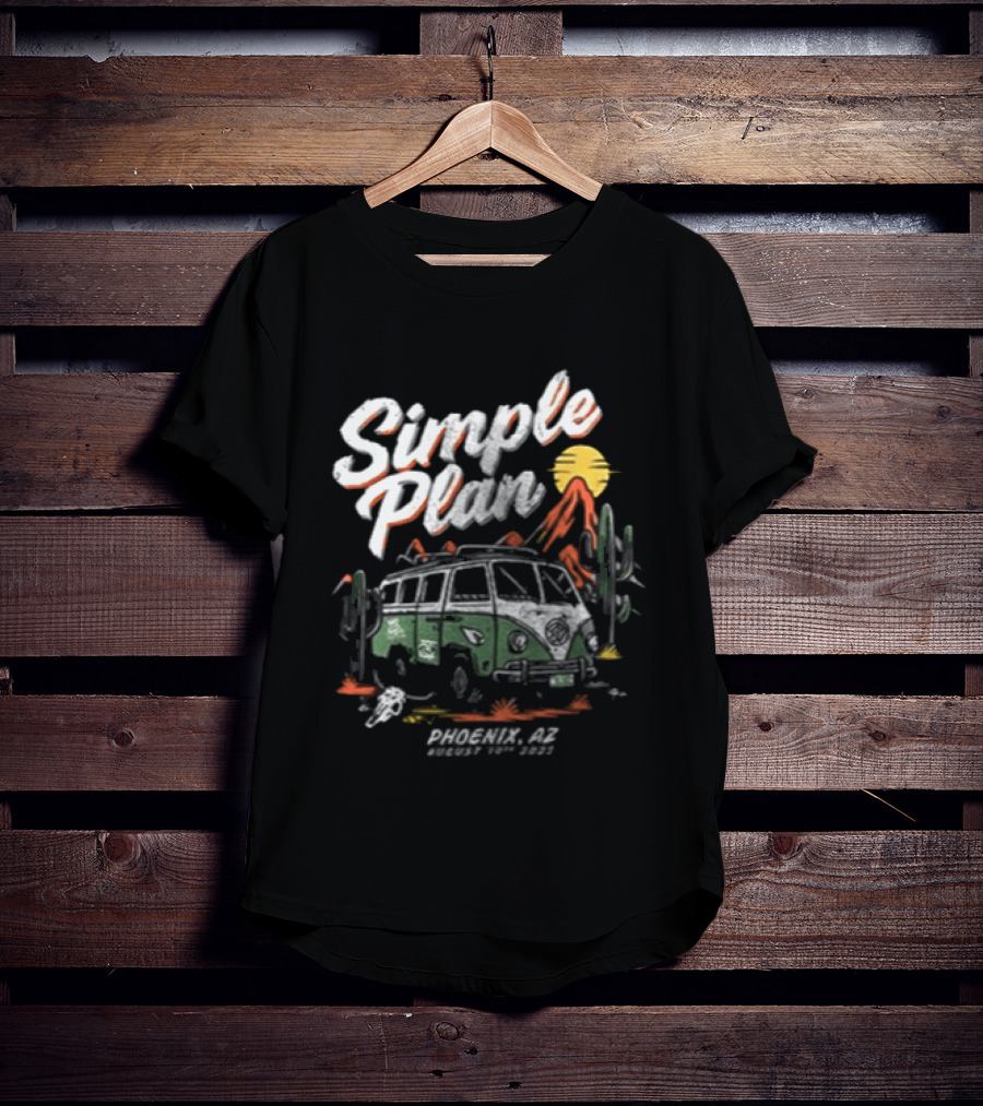 Simple Plan Bigger Than You Think Tour Vintage Van Scenic Desert Adventure T-Shirt