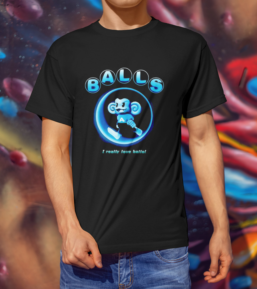 Super Monkey Ball I Really Love Balls A Blue Monkey T-Shirt