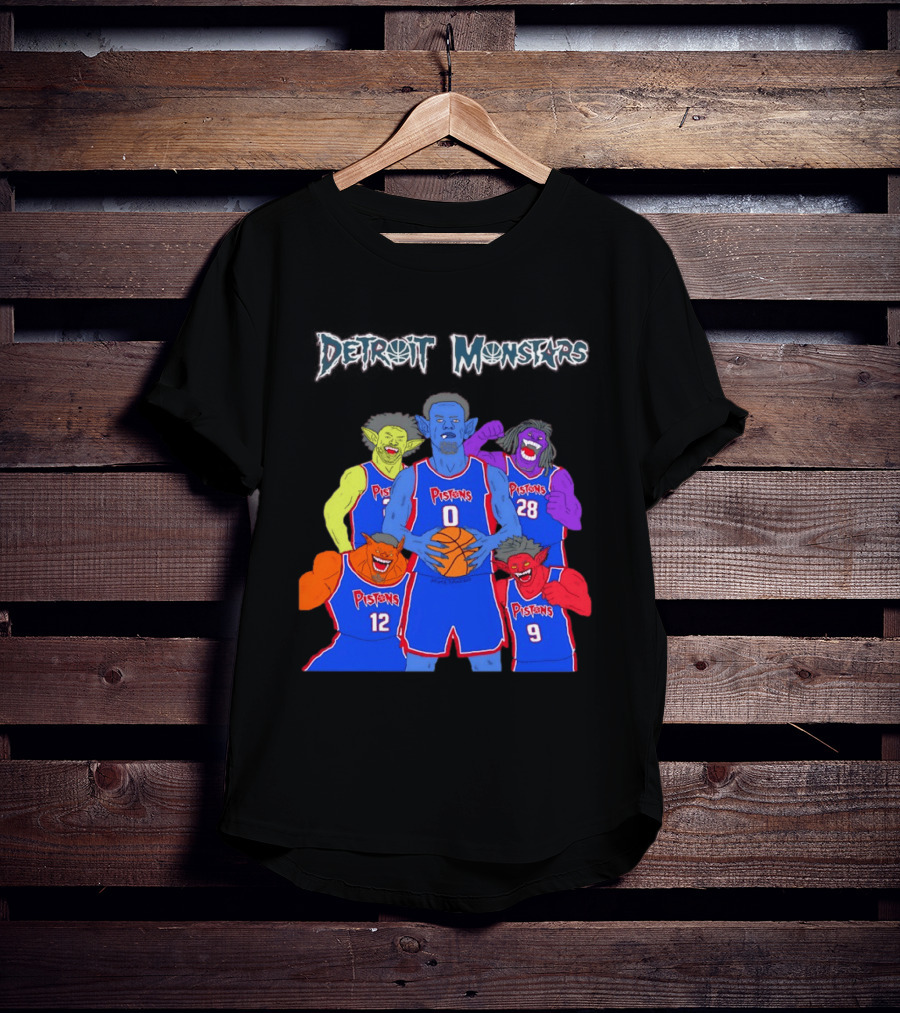 Detroit Pistons Monsters Space Jam Characters Basketball T-Shirt